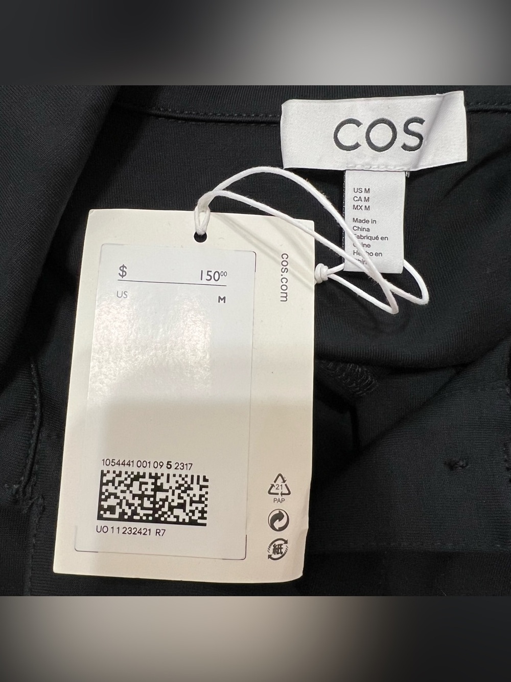 COS Asymmetric Polo Maxi Shirt Dress Black Size Medium NEW - Picture 15 of 16